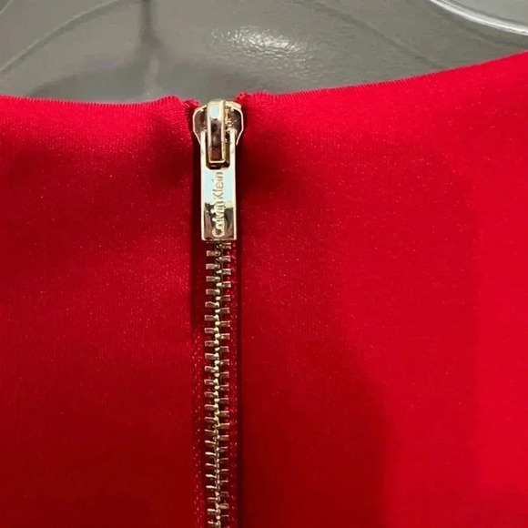 Calvin Klein Red Asymmetrical Dress Size 10 - Picture 3 of 12